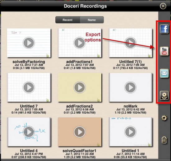 export options